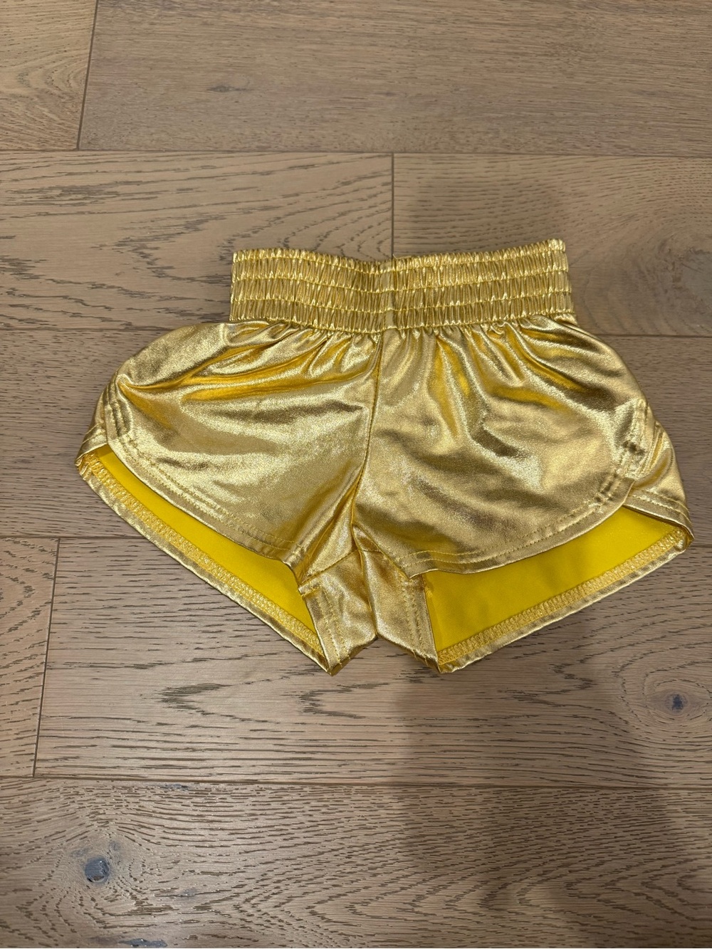 Azarhia Girls YT 2/3 Metallic Gold Shorts Elastic Waist